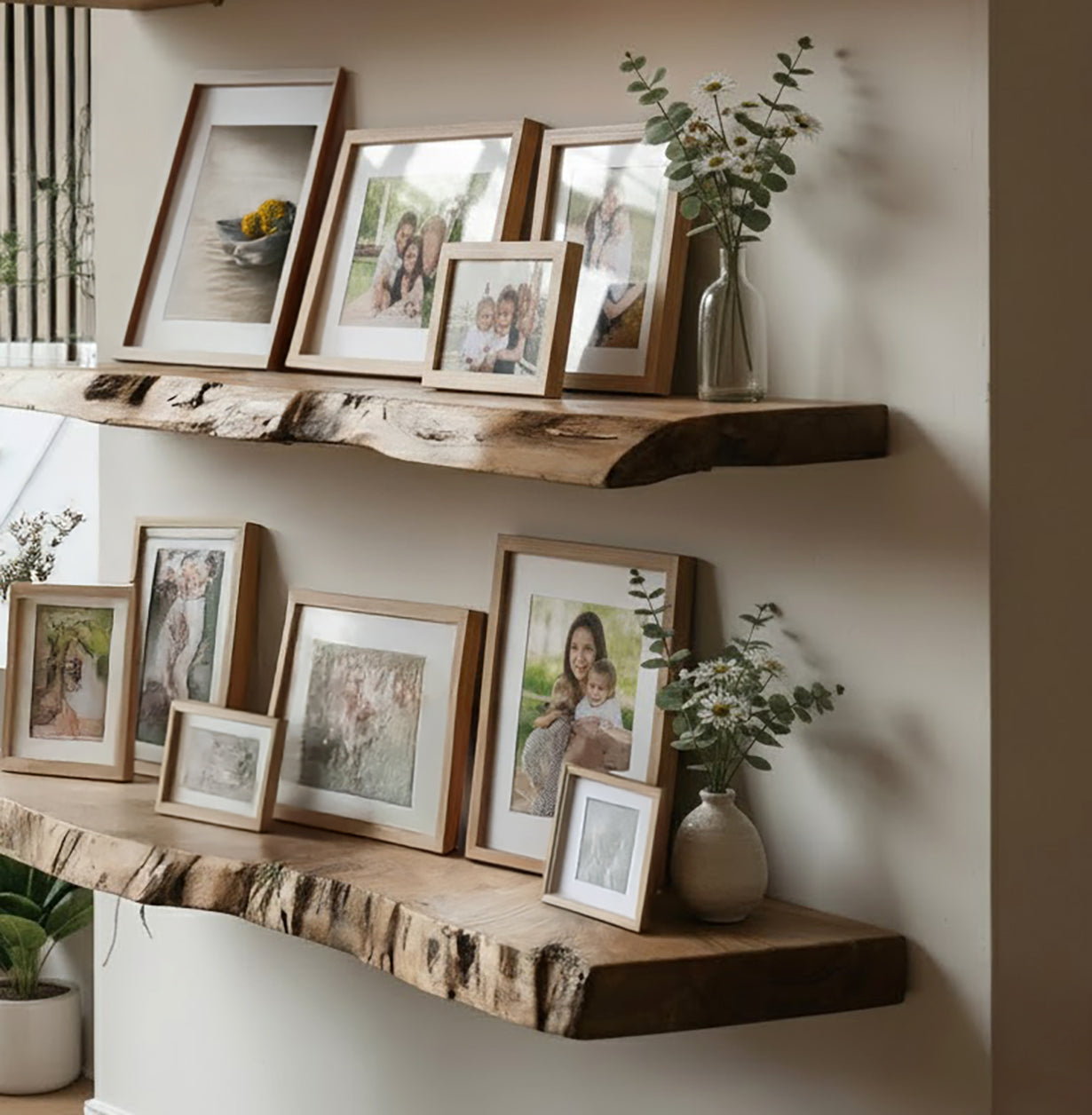 Handgefertigtes Wandregal mit Naturkante – Rustikales Holzregal