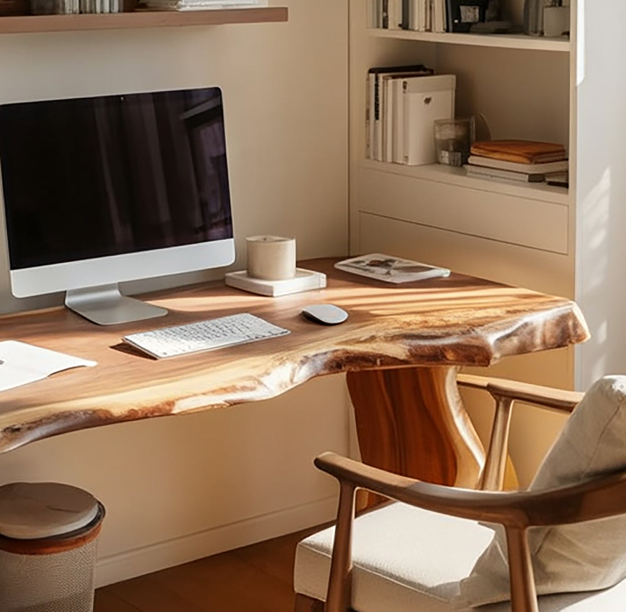 Handgefertigter Live-Edge Schreibtisch aus Massivholz für Homeoffice