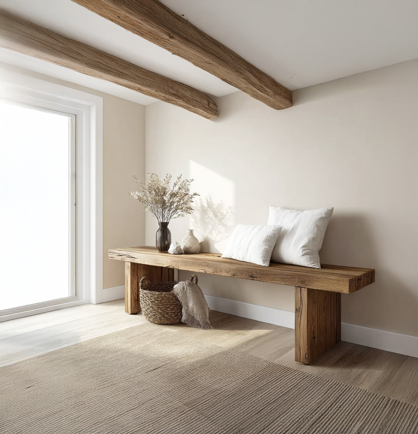 Rustikaler Konsolentisch – Massivholz-Tisch im Farmhouse-Stil für den Eingangsbereich