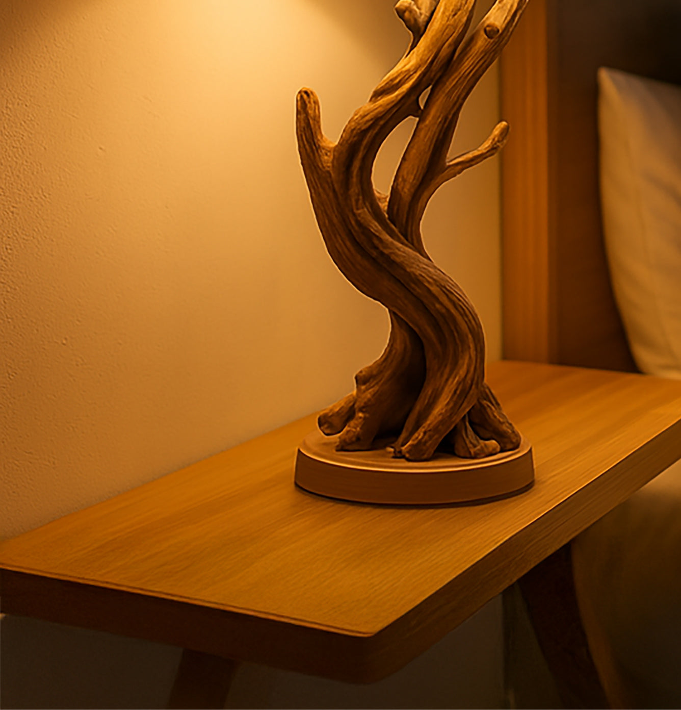 Handgefertigte Stehlampe aus Kiefernholz – rustikales Wohnaccessoire