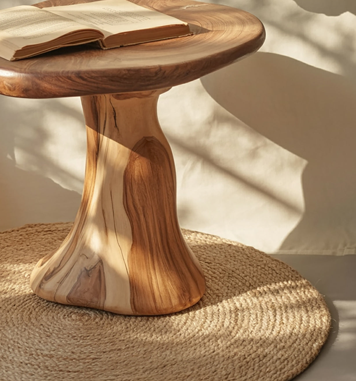 Farmhouse-Beistelltisch aus Holz – Pilz-Design für Wohnzimmer