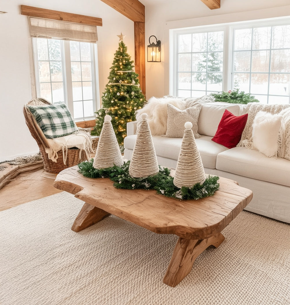 Handgefertigter rustikaler Massivholztisch – mit zusätzlichem Regal für Stauraum