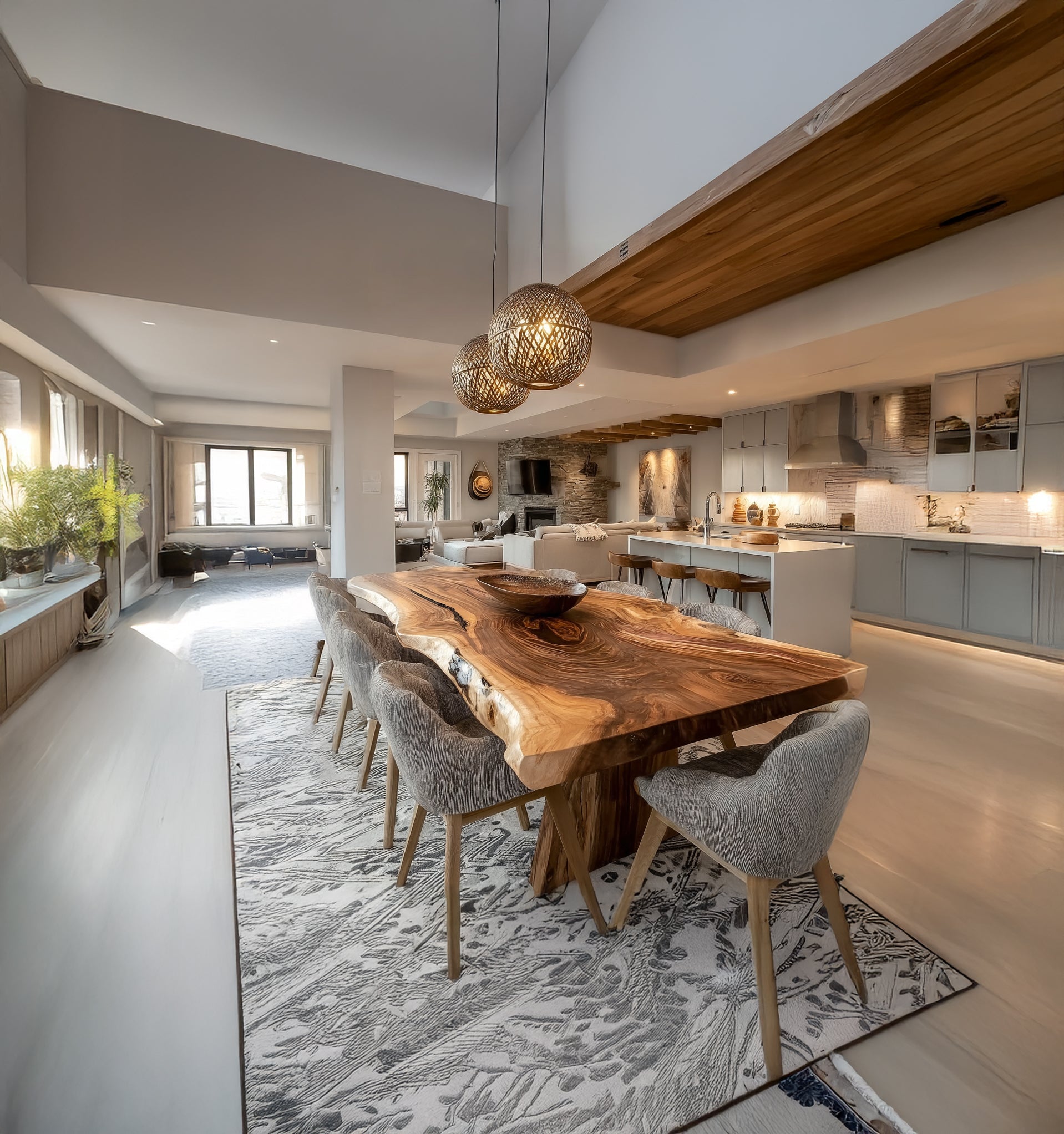 Live Edge Esstisch – Handgefertigte Massivholzplatte im rustikalen Bauernhaus-Stil