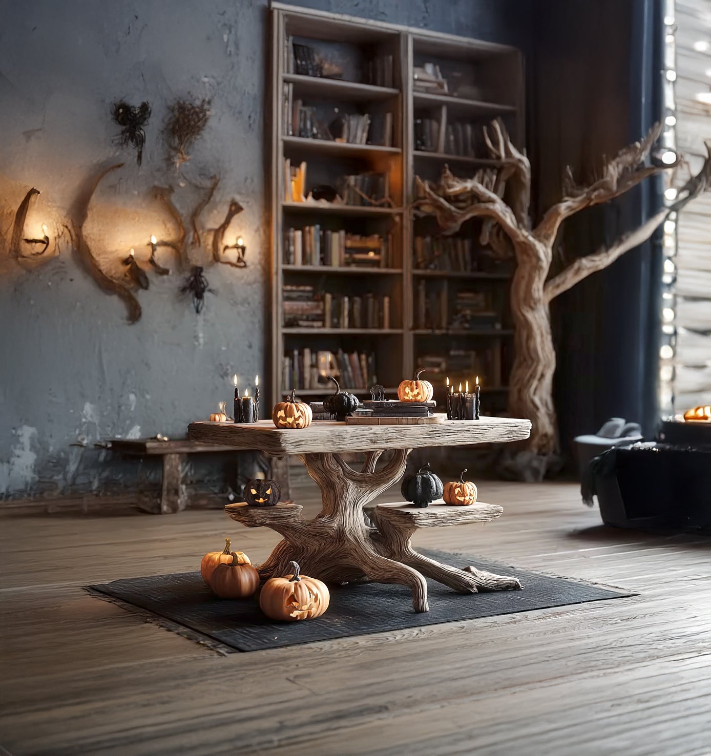 Rustikaler Farmhouse-Beistelltisch – runder, handgefertigter Massivholz-Couchtisch