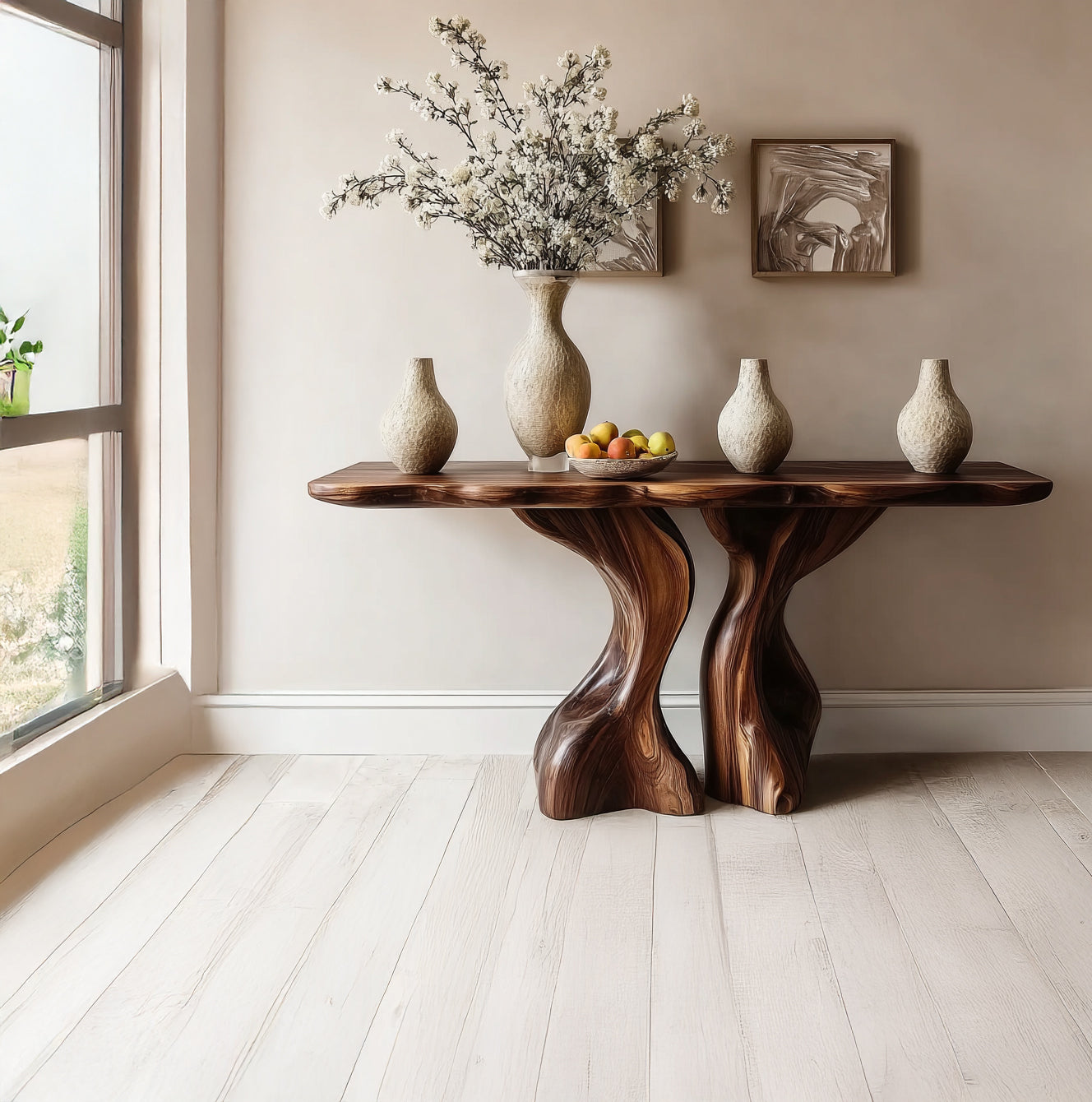 Handcrafted Entryway Table – Handmade Live Edge Console Handgefertigte Massivholz-Konsole – Live Edge Eingangs- und Flurmöbel