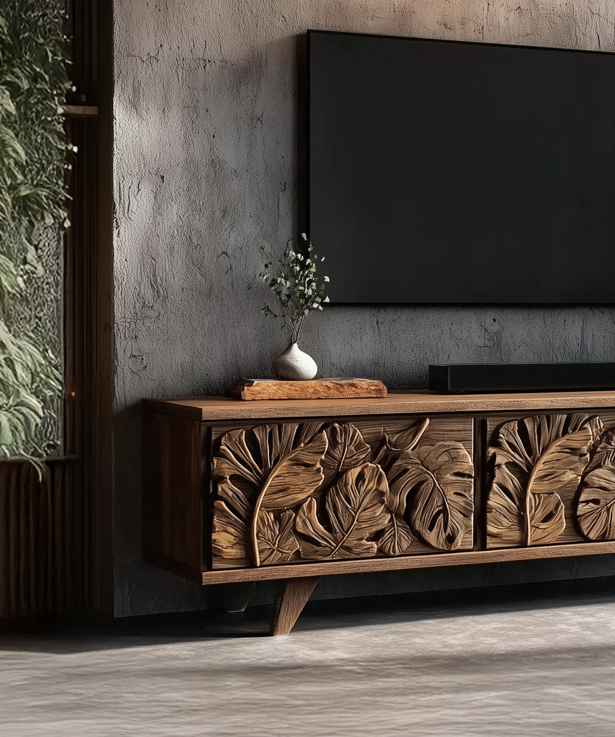 Retro-TV-Board aus Massivholz – Wabi-Sabi Sideboard, handgefertigt & individuell