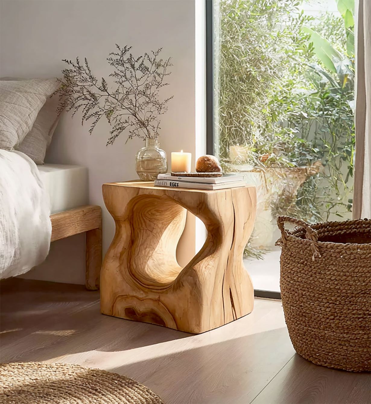 Landhaus-Nachtisch fürs Schlafzimmer – rustikaler Holz-Nachttisch mit Schublade