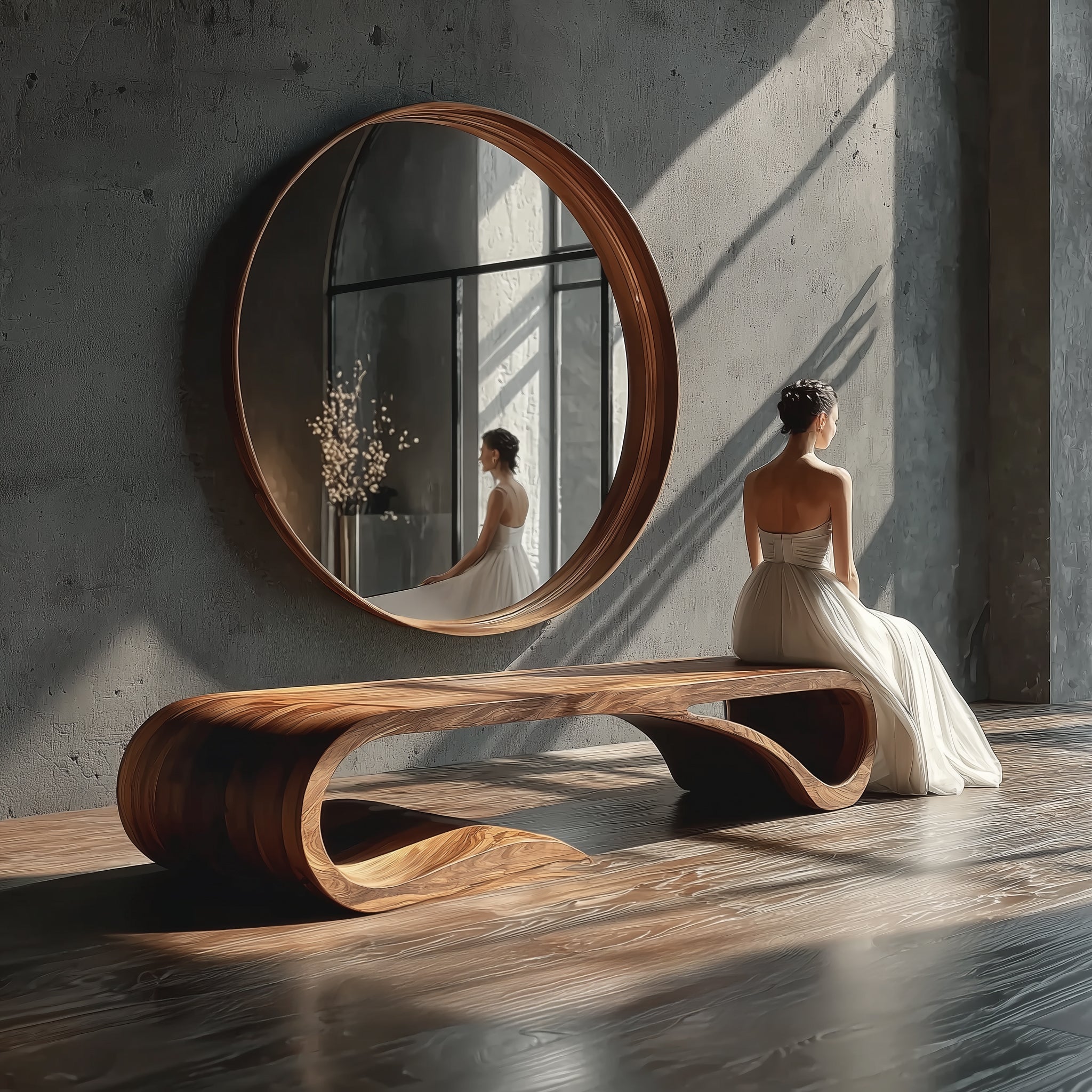 Minimalistische Holzbank – Mid-Century-Modern-Stil für Flur oder Wohnzimmer