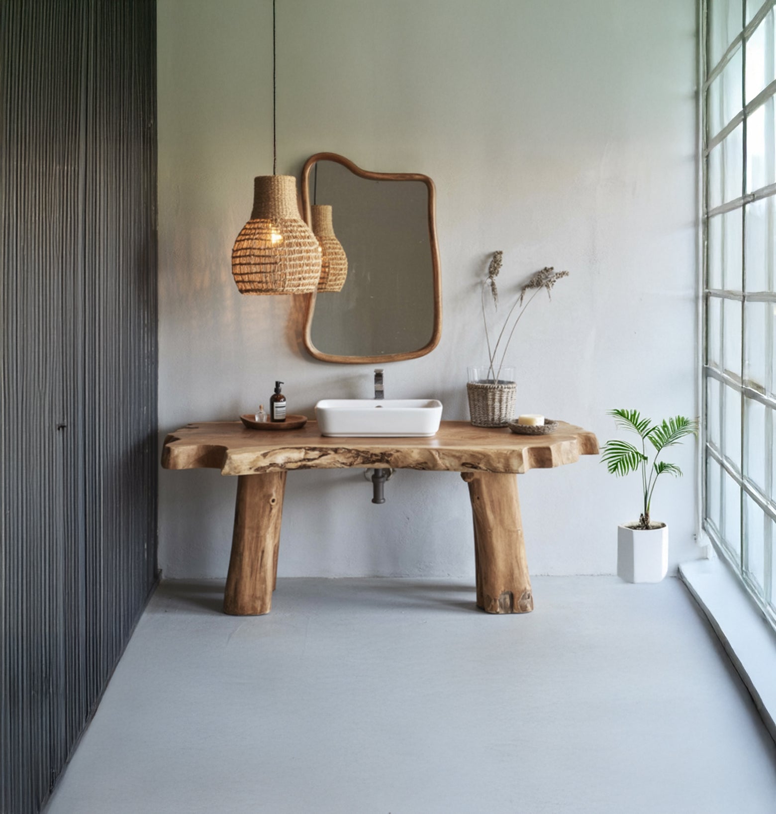 Rustikaler Badezimmer-Unterschrank – handgefertigt, Massivholz, Farmhouse-Stil