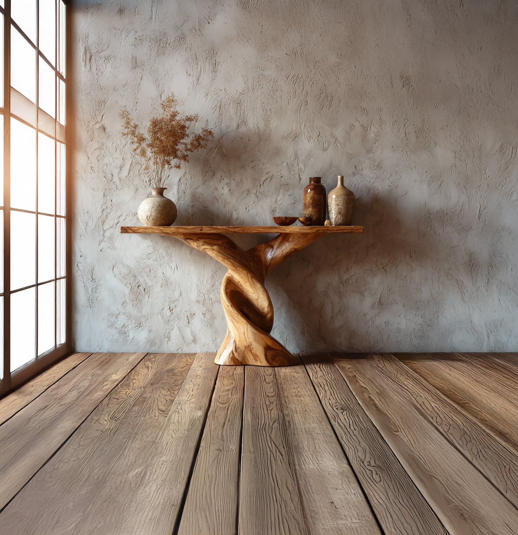 Handgefertigter Rustikaler Massivholz-Konsolentisch für Flur & Wohnzimmer