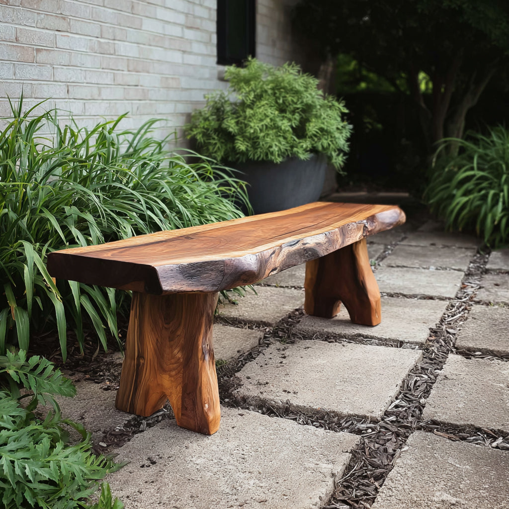 Walnuss-Bank mit Naturkante – Rustikale Massivholzbank für Flur & Esszimmer