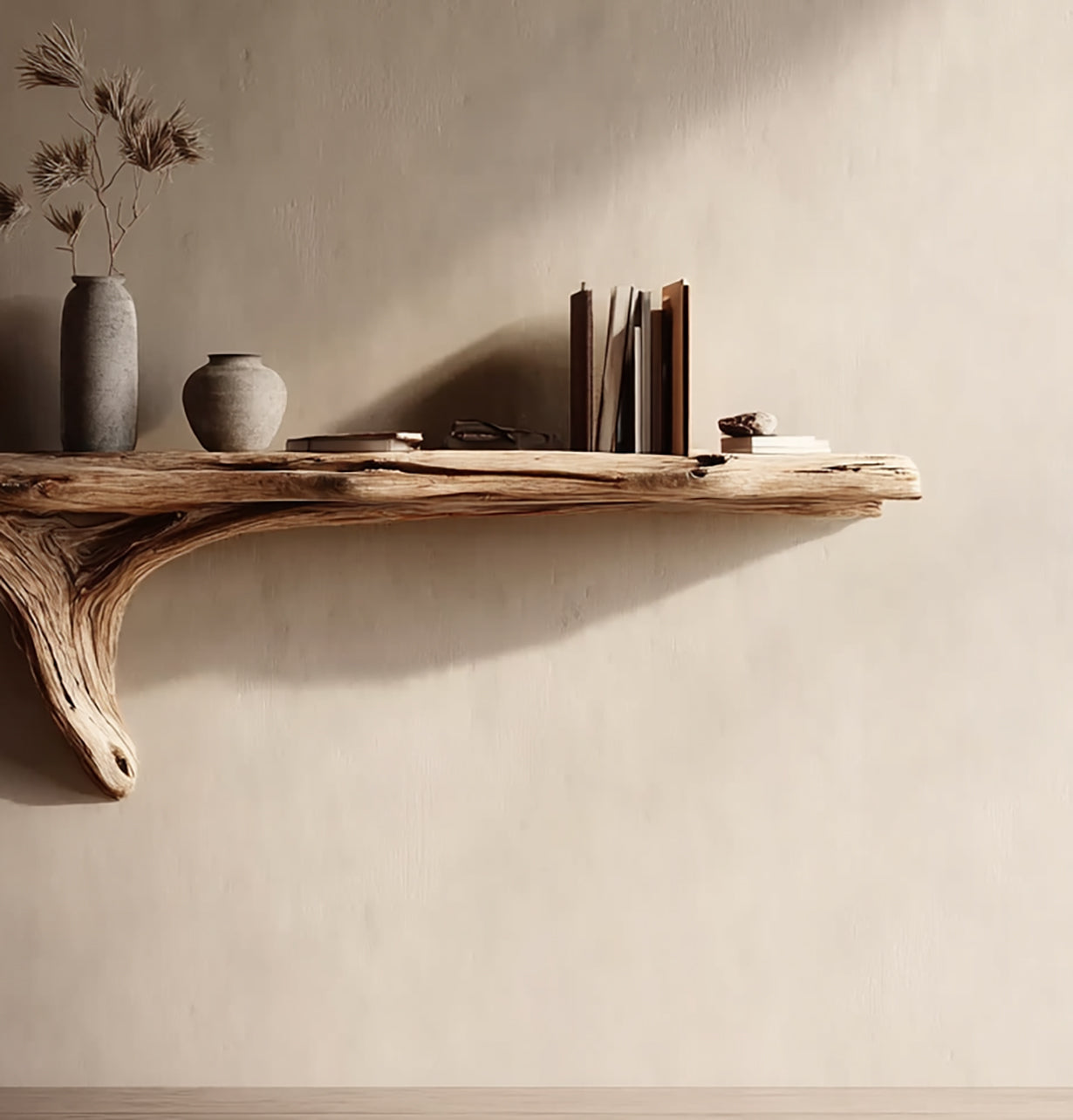 Handgefertigtes Floating Regal – Massivholz mit Naturkante
