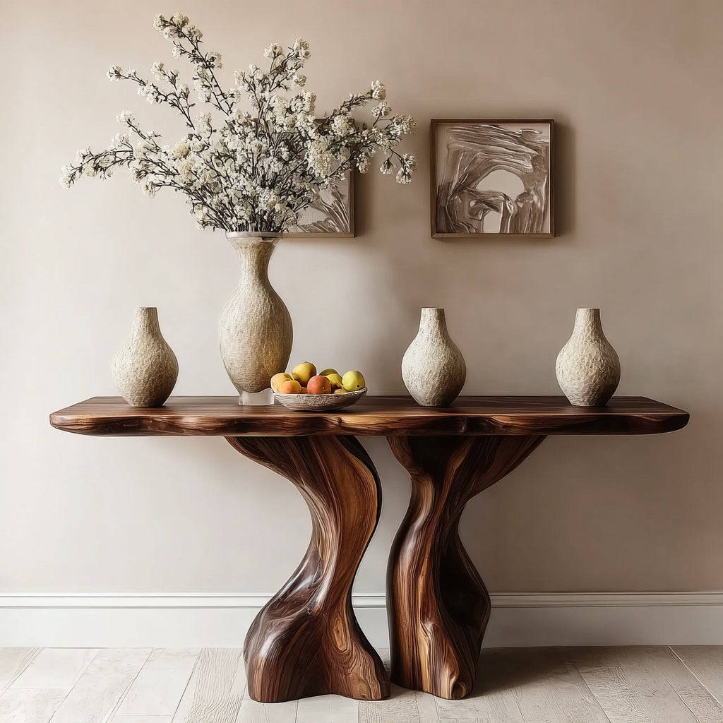 Handcrafted Entryway Table – Handmade Live Edge Console Handgefertigte Massivholz-Konsole – Live Edge Eingangs- und Flurmöbel