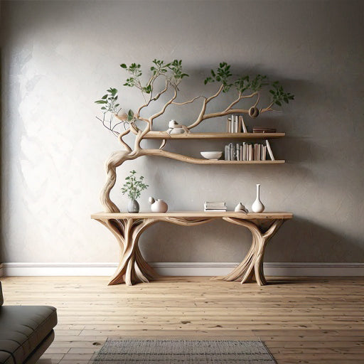 Handgefertigter Konsolentisch mit Baumast – Rustikales Massivholz, Landhausstil