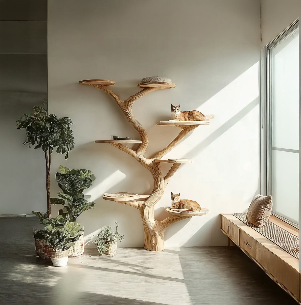 Holz Katzenbaum aus Treibholz – Wand Katzenkletterbaum