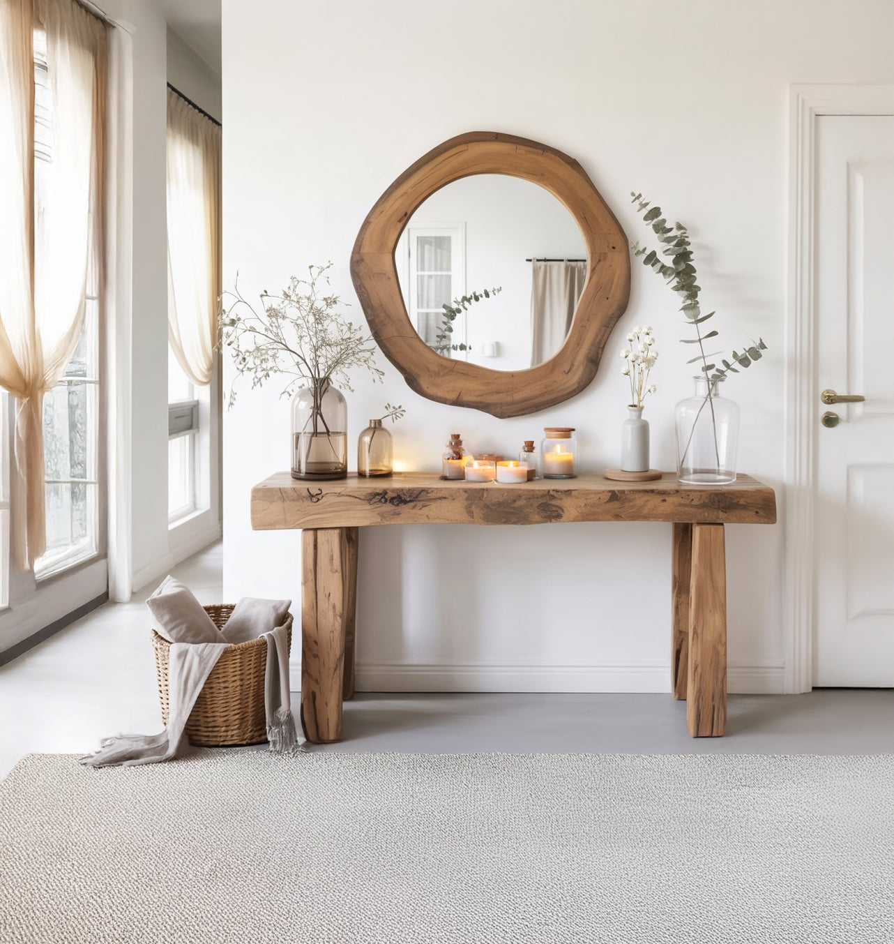 Handgefertigter Konsolentisch aus recyceltem Holz – rustikal mit natürlicher Oberfläche