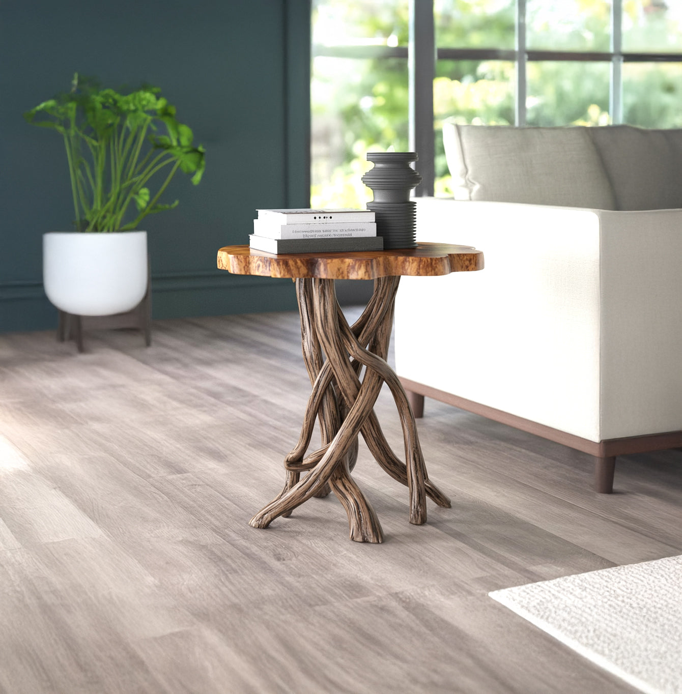 Rustikaler Massivholz-Beistelltisch – handgefertigt, natürlicher Akzent