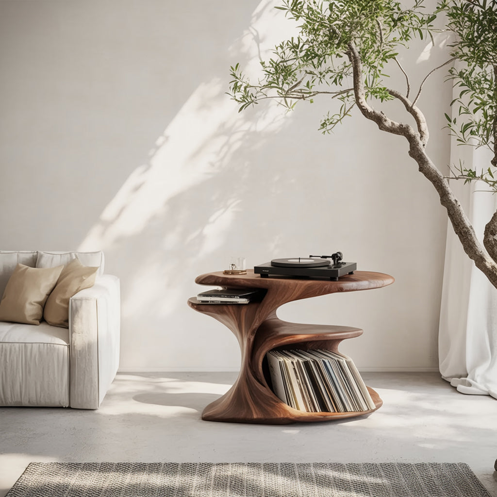 Bauernhaus-Turntable-Station – Handgefertigter Massivholz-Plattenspielerständer