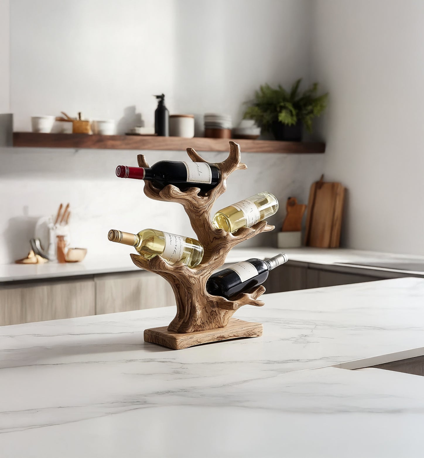 Mid-Century Weinregal aus Massivholz – Weinständer für Küche & Bar