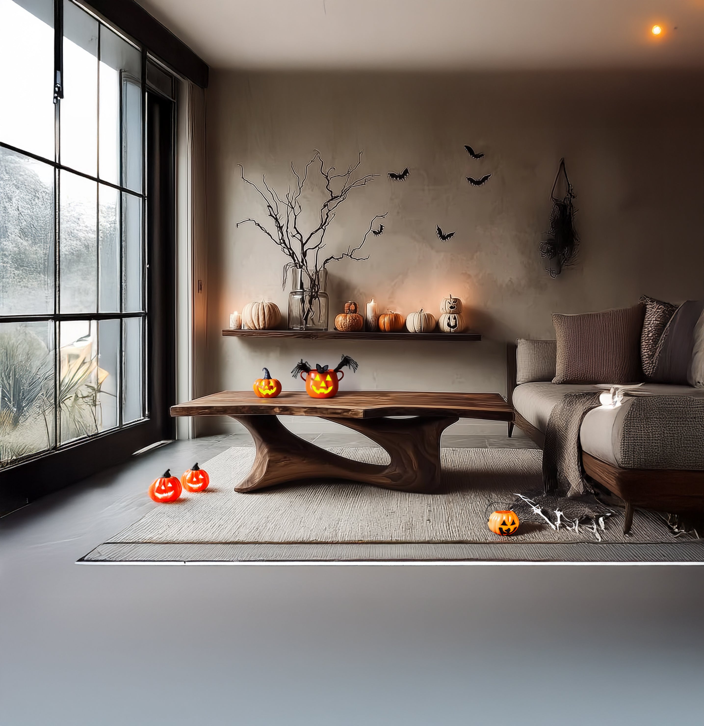 Mid-Century Live-Edge Couchtisch – Rustikaler Farmhouse-Beistelltisch