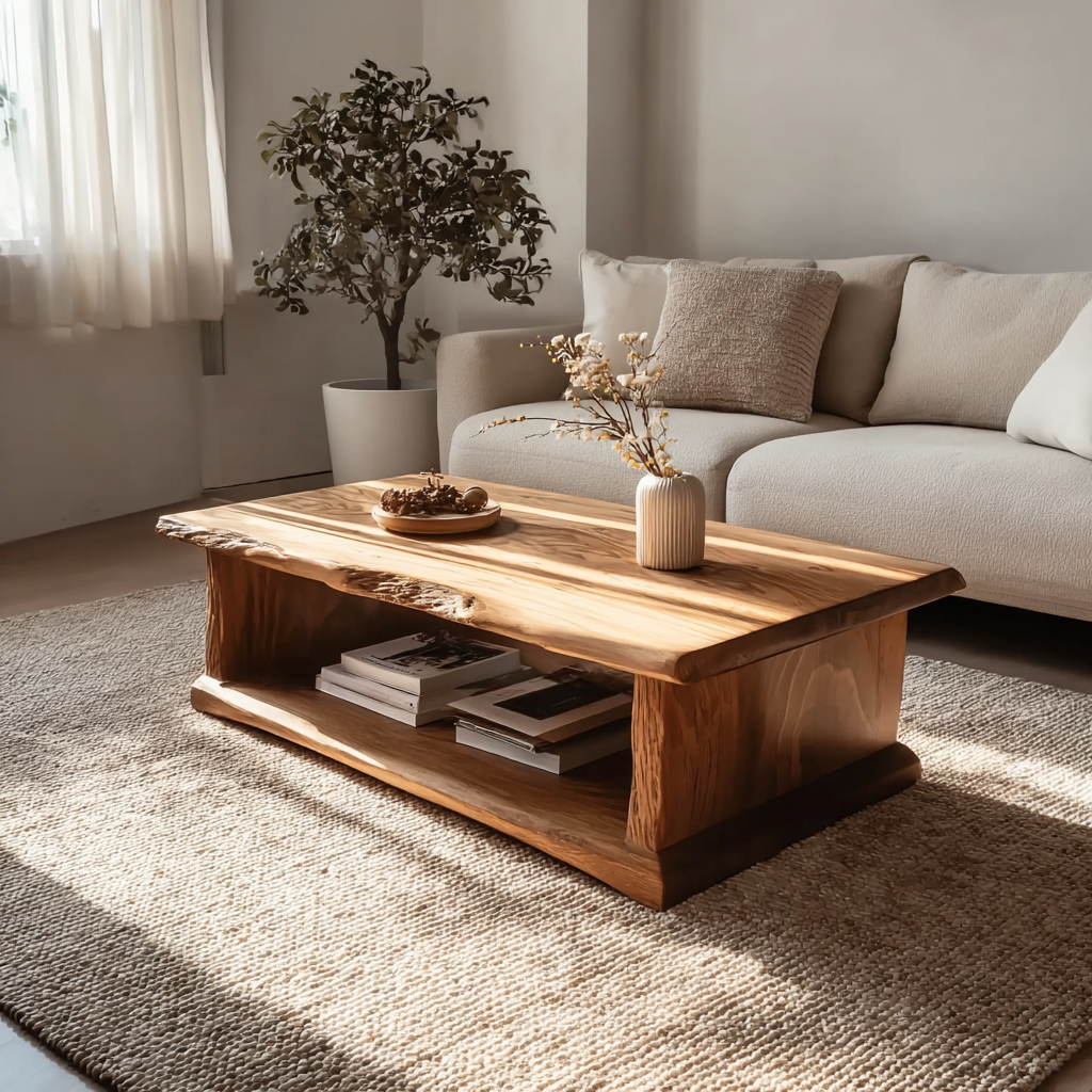 Modernes Massivholz-Couchtisch – Handgefertigtes Recyceltes Treibholz mit Live Edge