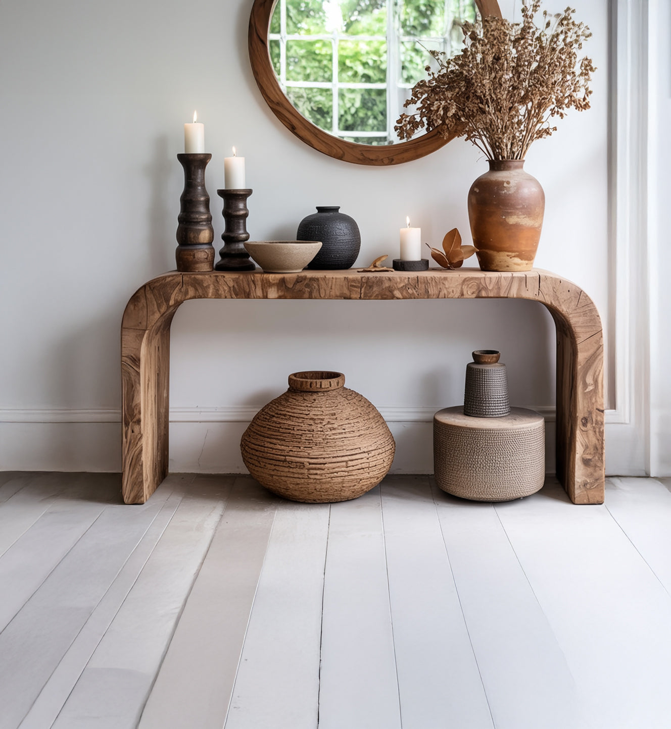 Landhaus-Holzkonsolentisch – rustikaler Eingangsbereich-Tisch aus recyceltem Holz