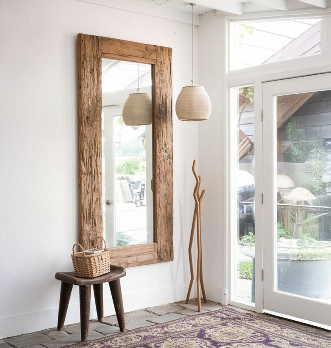 Holz-Ganzkörperspiegel – Handgefertigt, Mid-Century, Wohnkultur & Geschenk