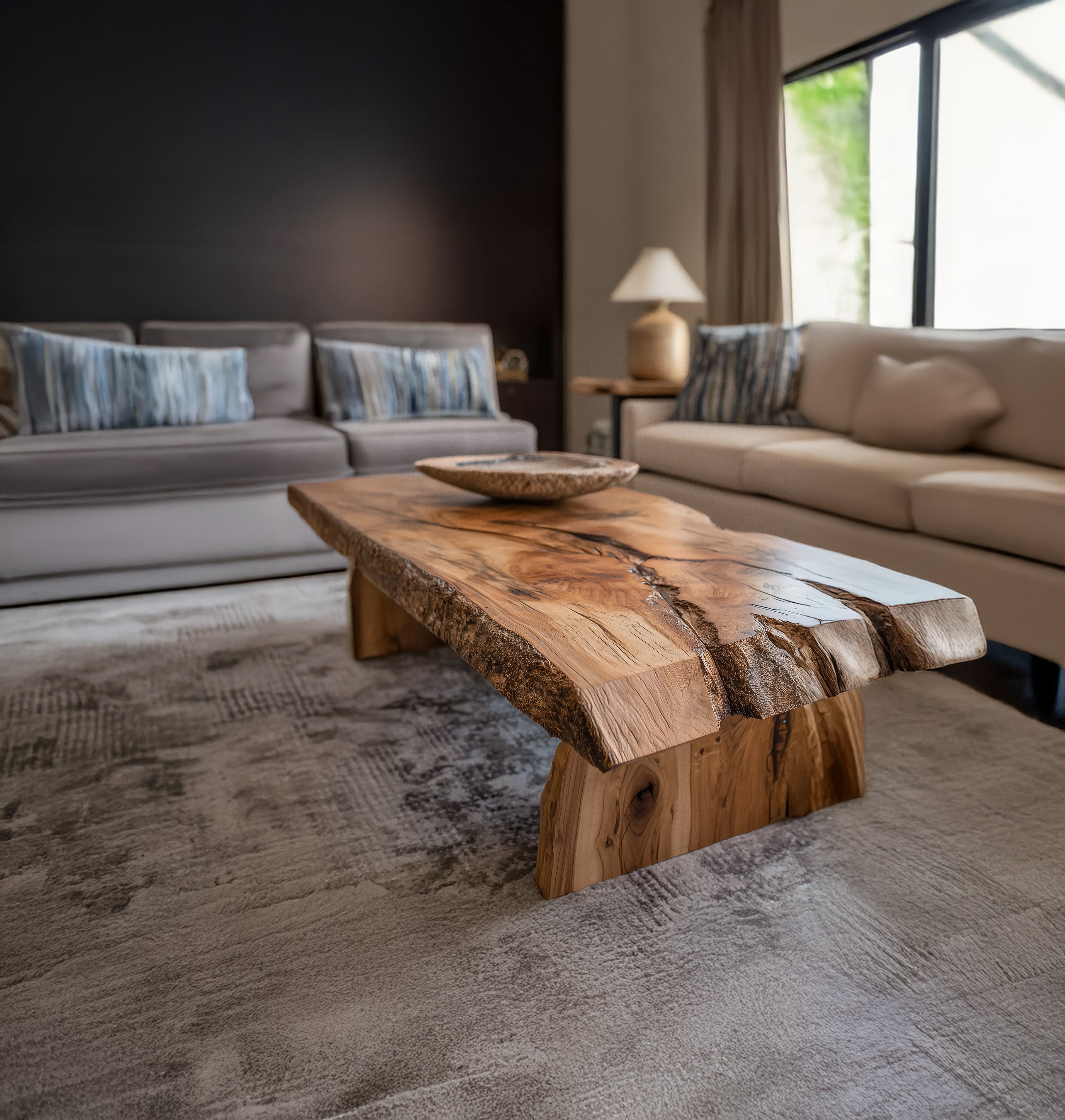 Live-Edge Couchtisch – Massivholz mit Hairpin-Beinen für rustikale, moderne Räume