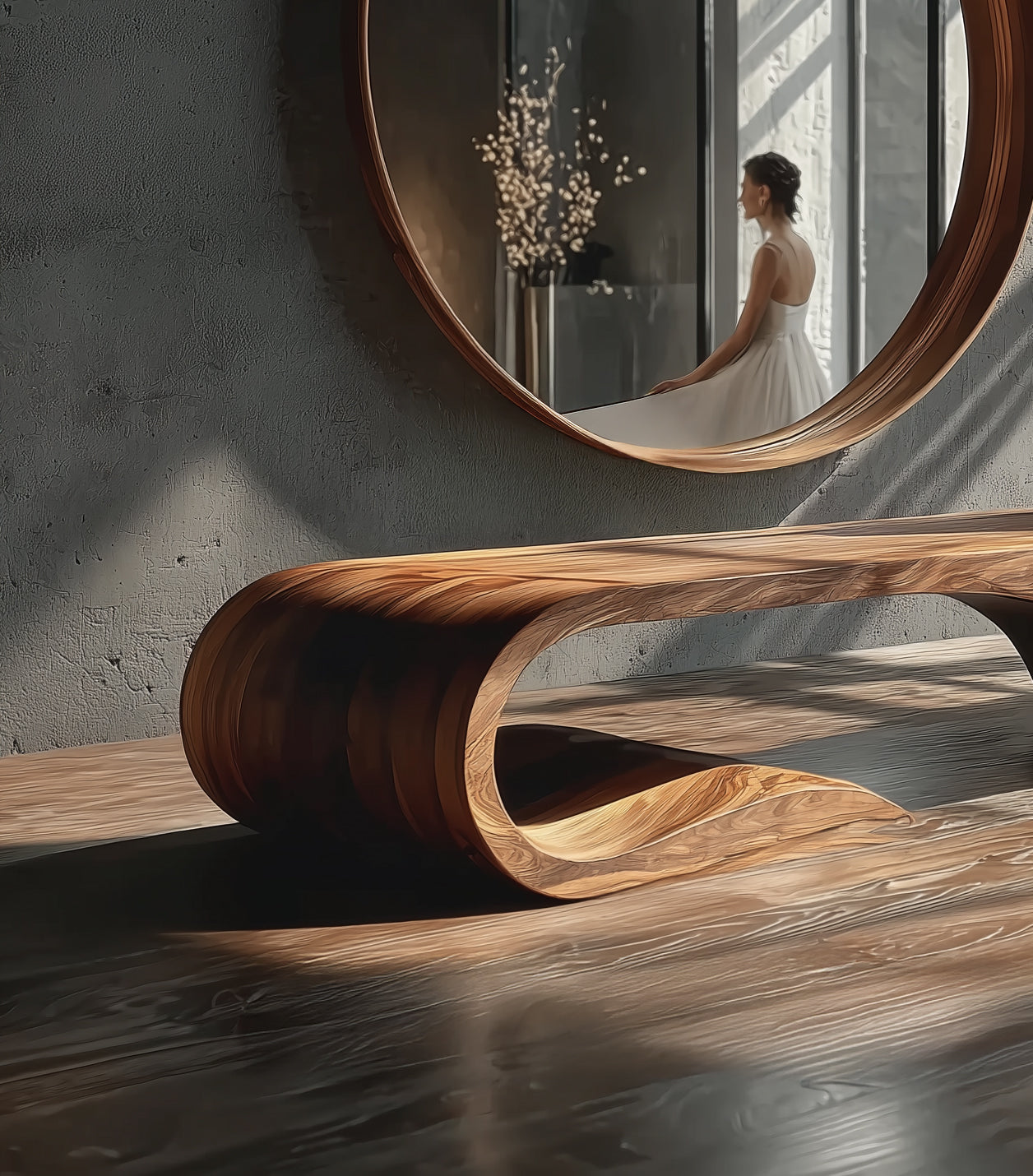 Minimalistische Holzbank – Mid-Century-Modern-Stil für Flur oder Wohnzimmer