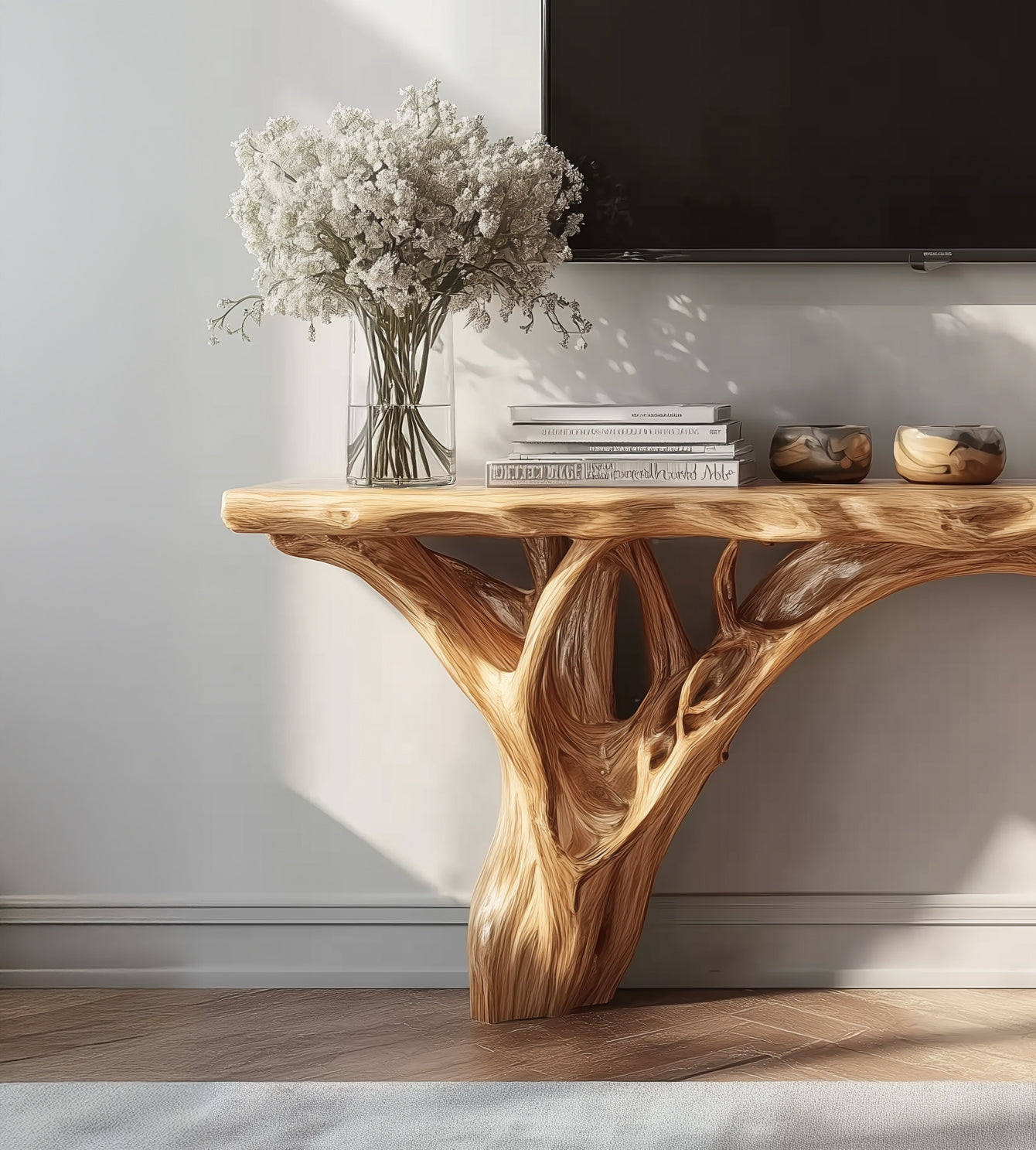 TV-Board mit Baumkante – Handgefertigt, rustikal & aus Massivholz