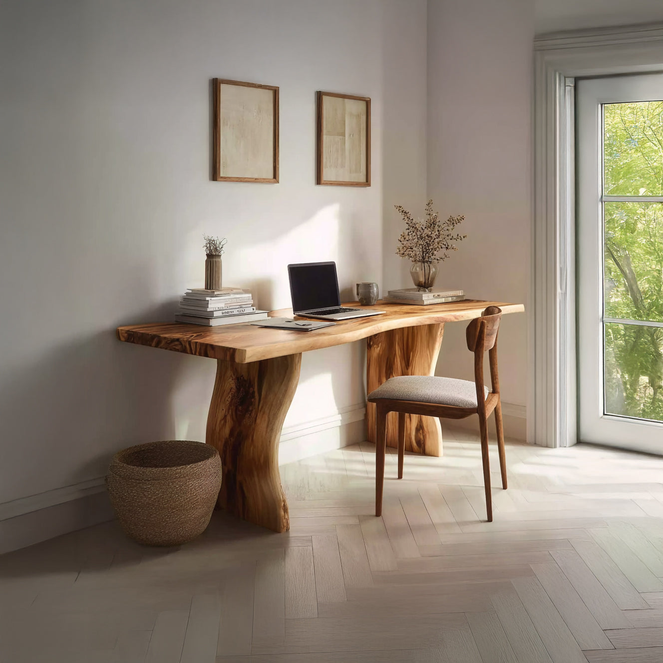 Live-Edge Schreibtisch aus Massivholz – Handgefertigter Naturholz-Tisch