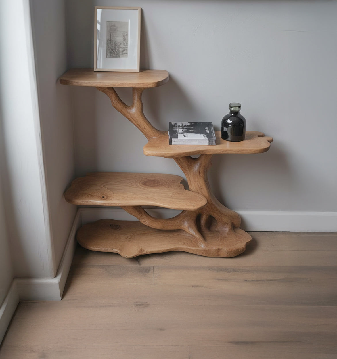 Treibholz Nachttisch Baumast – Rustikales Nachttisch Bücherregal Regal