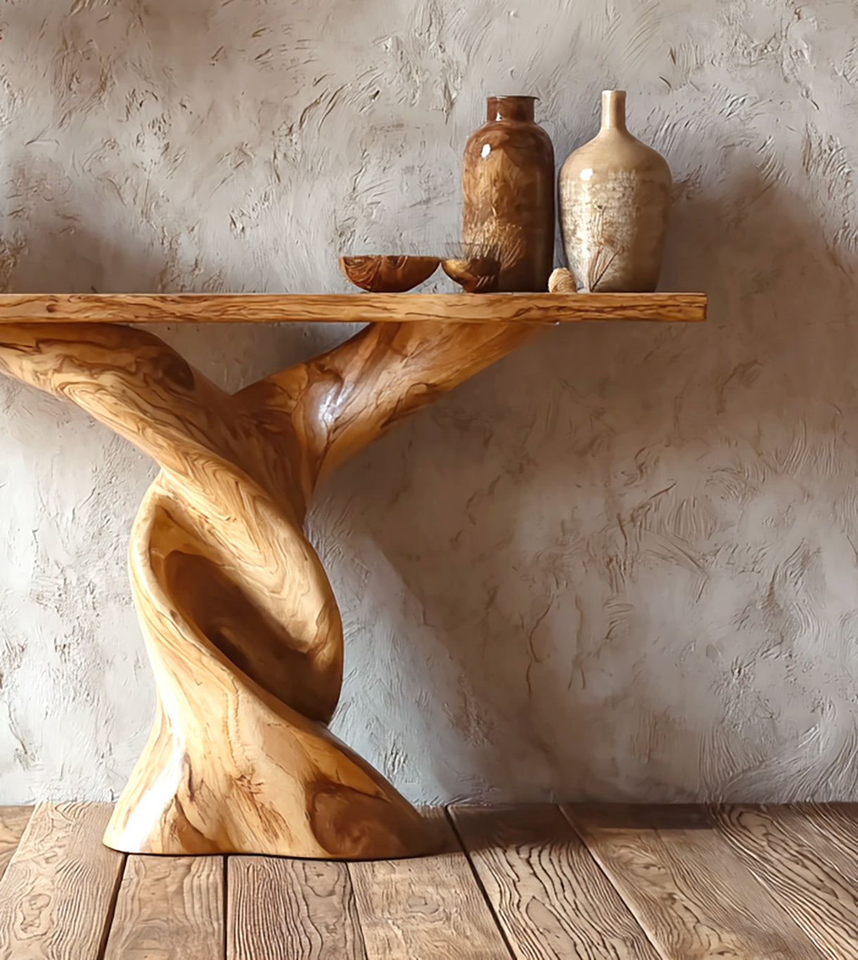 Handgefertigter Rustikaler Massivholz-Konsolentisch für Flur & Wohnzimmer