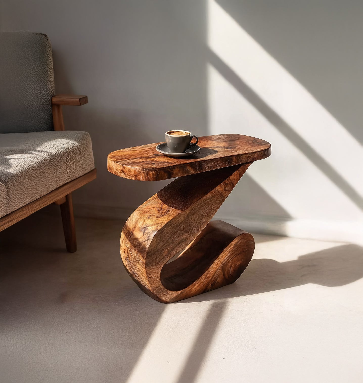 Bauernhaus-Runder Beistelltisch – Handgefertigter Massivholz-Tisch fürs Wohnzimmer