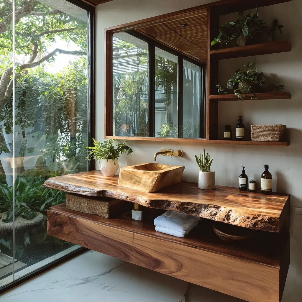 Handgefertigter Badezimmerwaschtisch aus Massivholz – Modernes Design