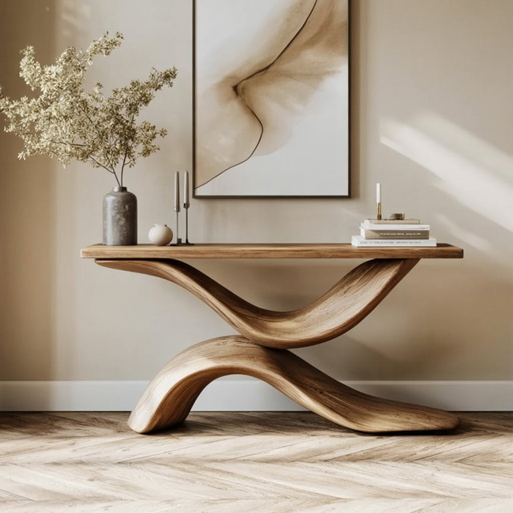 Handgefertigter Massivholz-Konsolentisch für Flur & Wohnzimmer