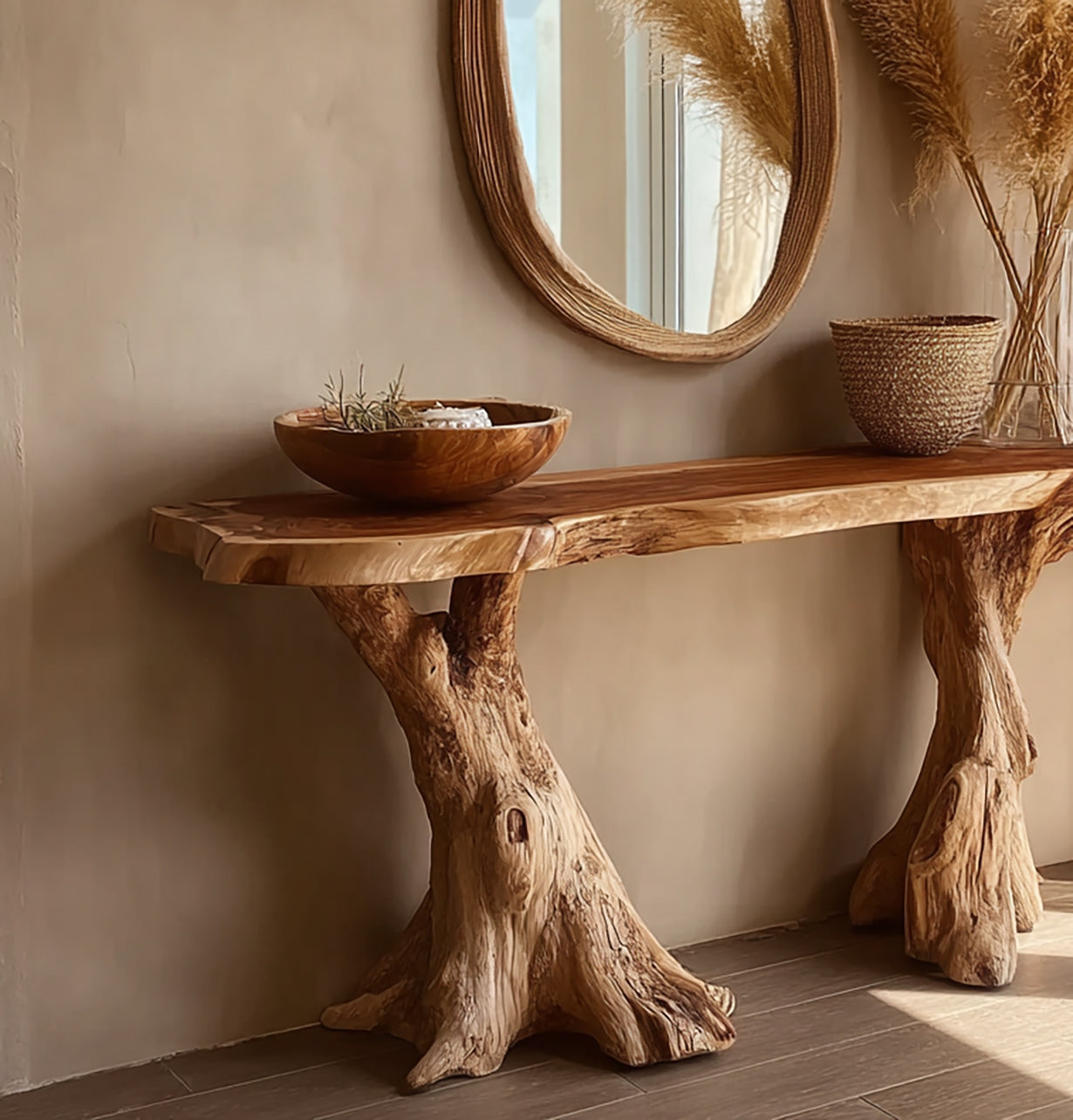 Massivholz Konsole im Mid-Century Modern Stil – Elegantes Möbelstück für Wohnzimmer