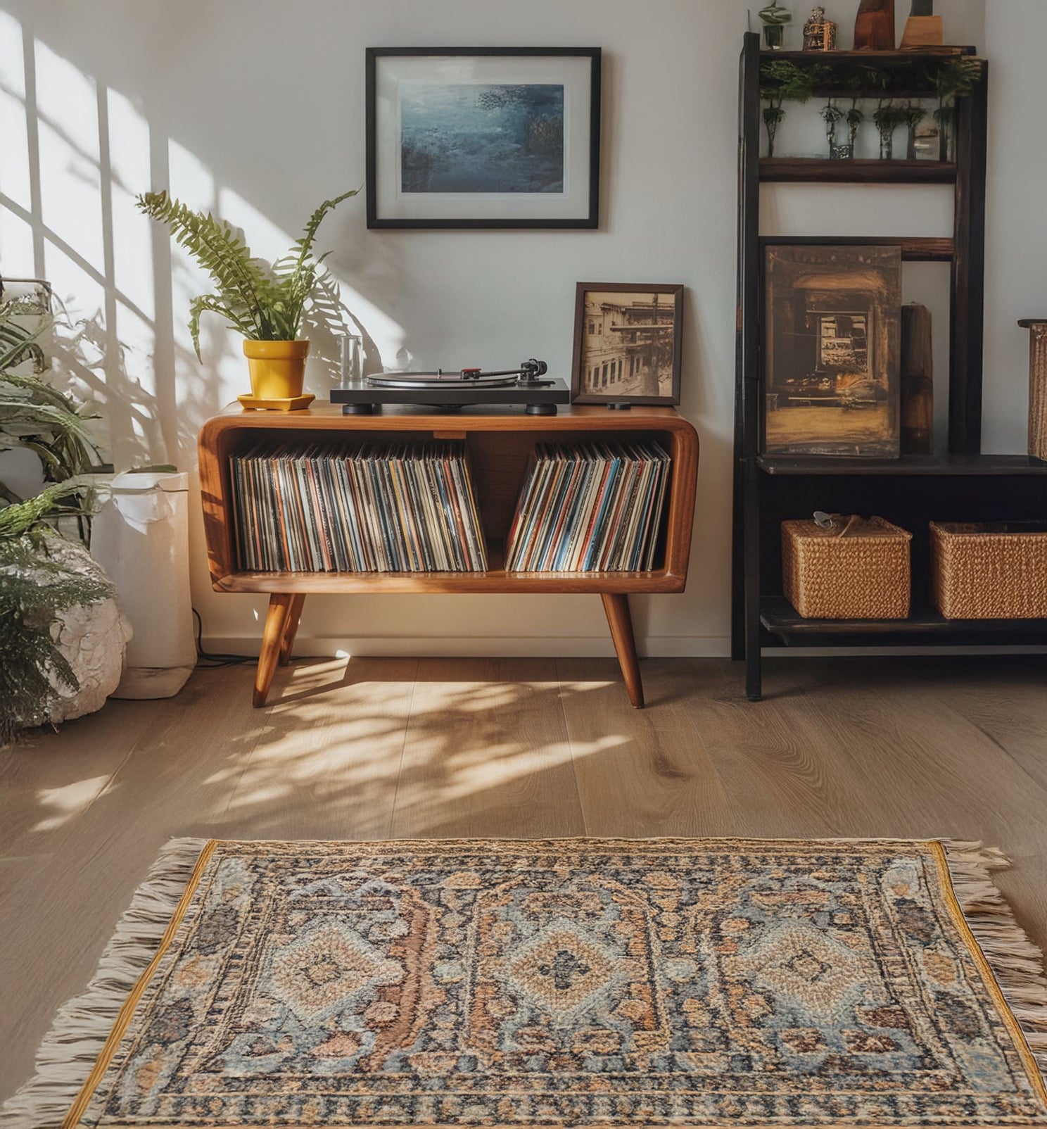 Medienmöbel – Plattenspieler-Ständer mit Vinyl-Aufbewahrung und Regal