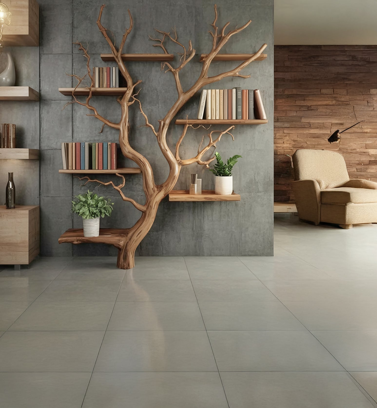 RootCraft Baumwurzel-Regal – Handgemachtes Treibholz-Wandregal