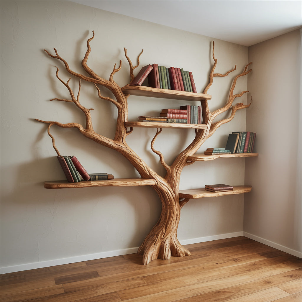 Treibholz Baum Bücherregal – Rustikales Ast Wandregal Holz