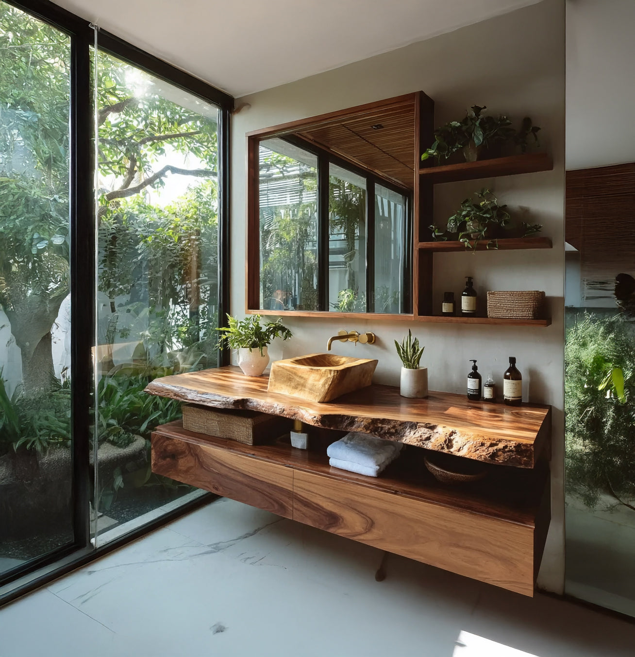 Handgefertigter Badezimmerwaschtisch aus Massivholz – Modernes Design