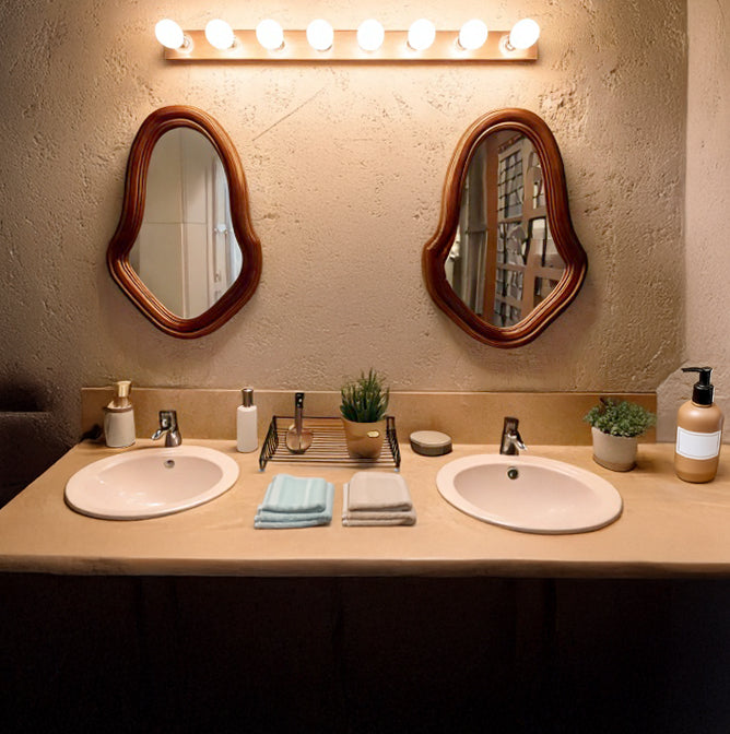 Handgefertigter Olivenholz-Spiegel – Mit natürlicher Baumkante, modern und dekorativ