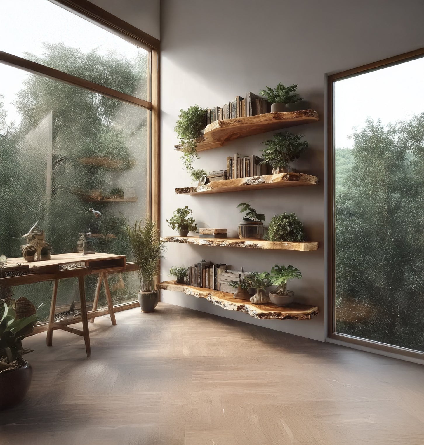 Handgefertigte Baumkante-Wandregale aus Massivholz – rustikal & dekorativ