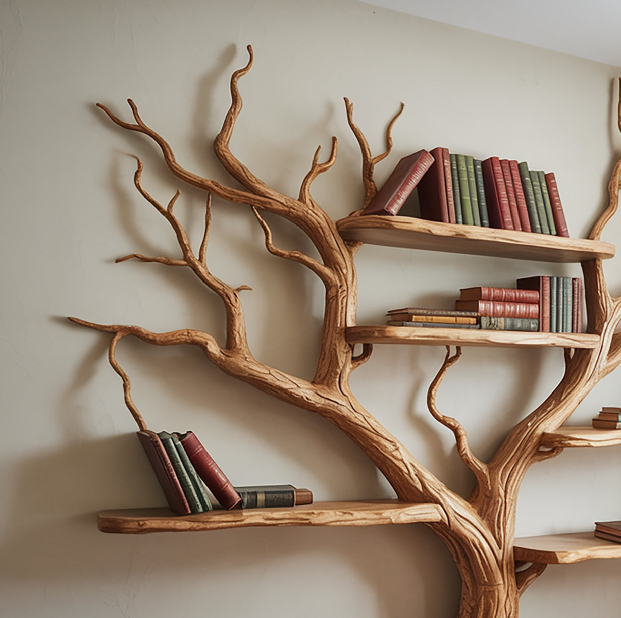 Treibholz Baum Bücherregal – Rustikales Ast Wandregal Holz