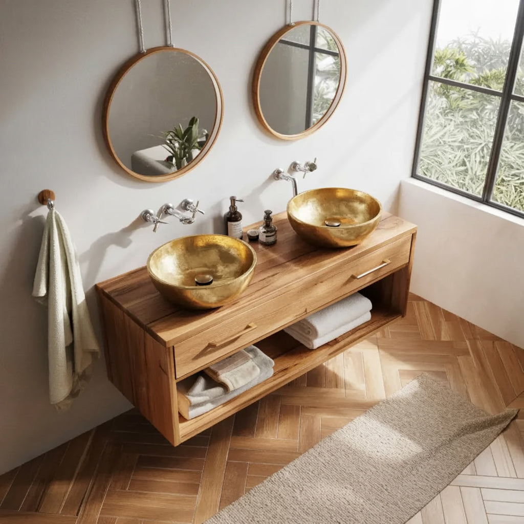 Rustikaler Bad Waschtisch aus Holz – Farmhouse Floating Vanity
