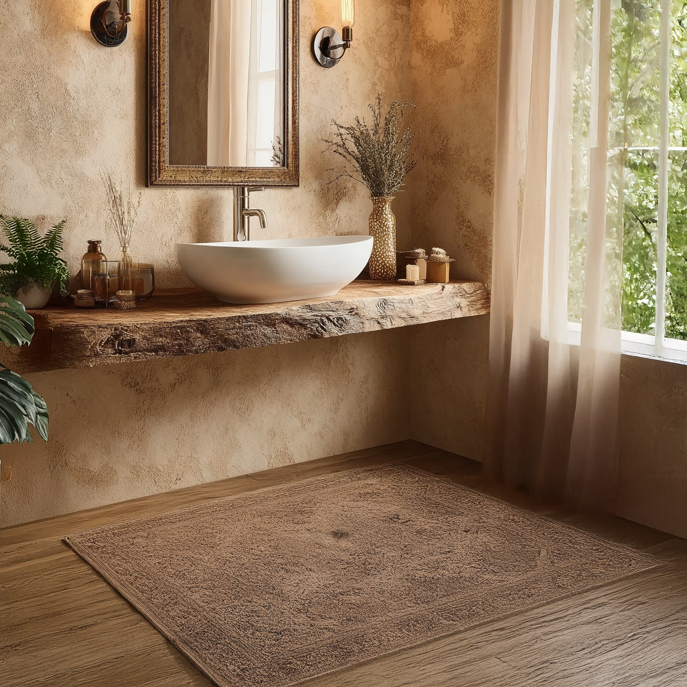 Rustikales handgefertigtes Eckregal aus Holz mit Live-Edge-Design