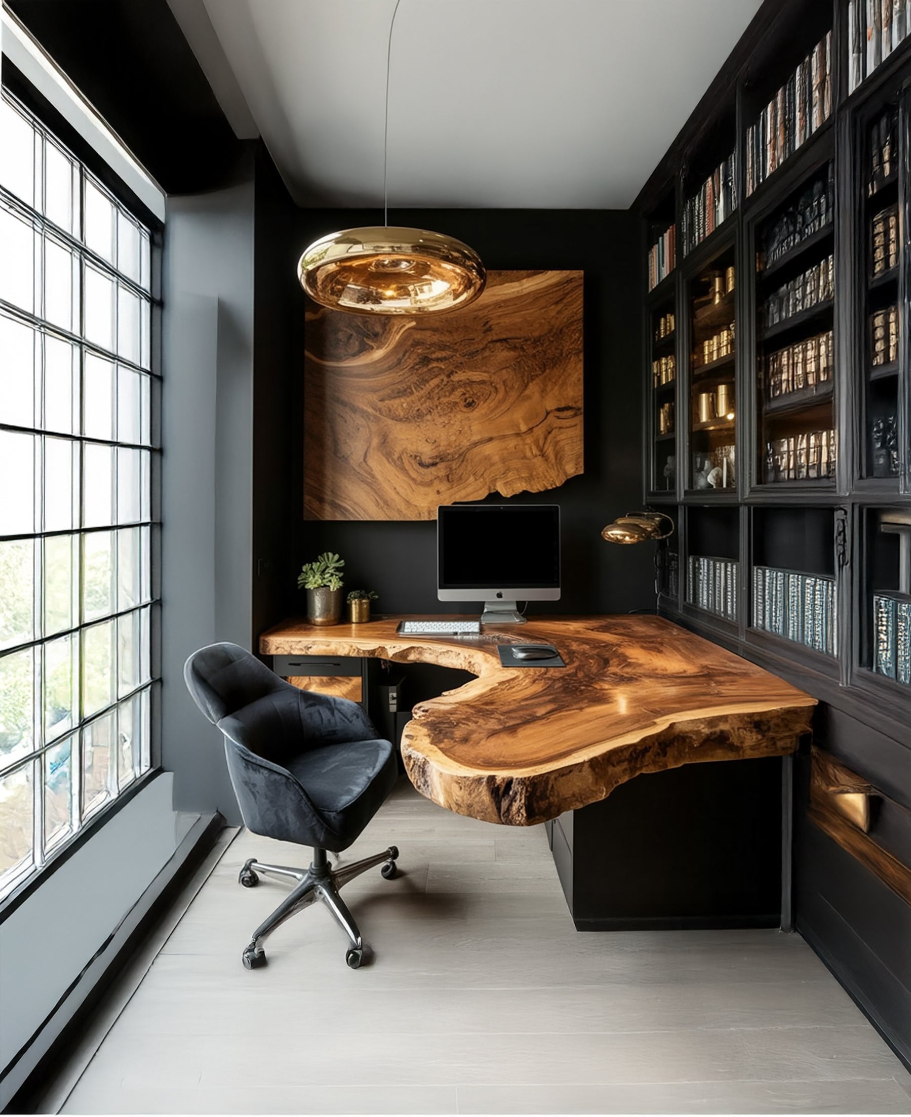 Live-Edge Wand-Schreibtisch – Handgefertigt, hängend, minimalistisch